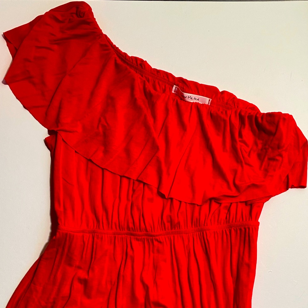 Color Me Red one shoulder red women’s maxi dress size medium